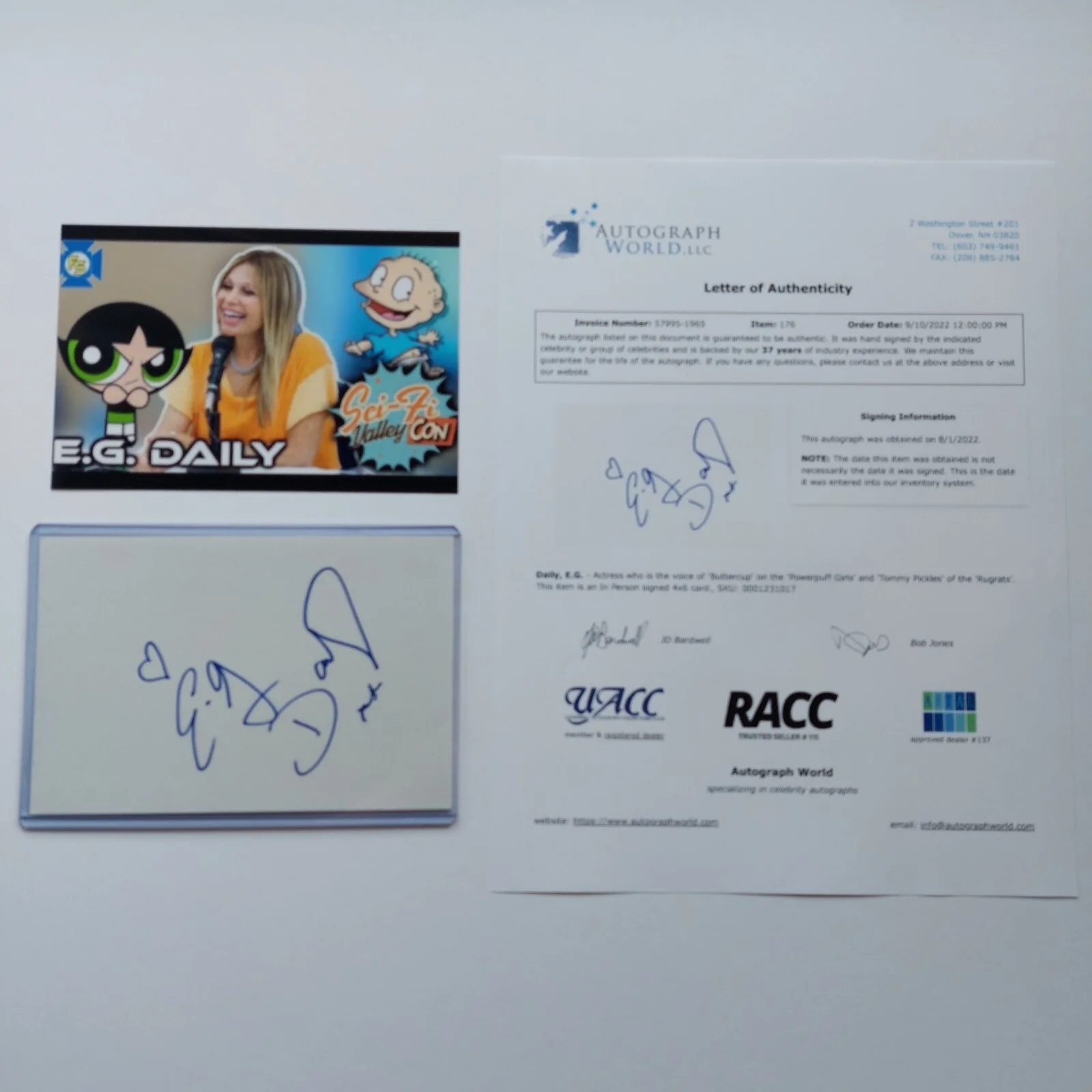 E. G. Daily — E. G. Daily Signed 4x6 Index Card COA (Pee-Wee's , Rugrats, Powerpuff Girls), изображение 2