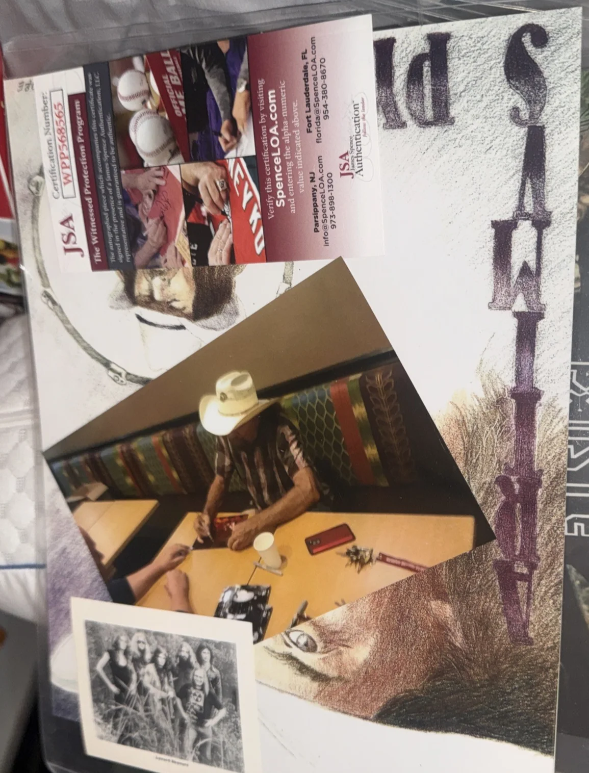 Lynyrd Skynyrd drummer Artimus Pyle autographed B/W photo JSA Cert, изображение 2