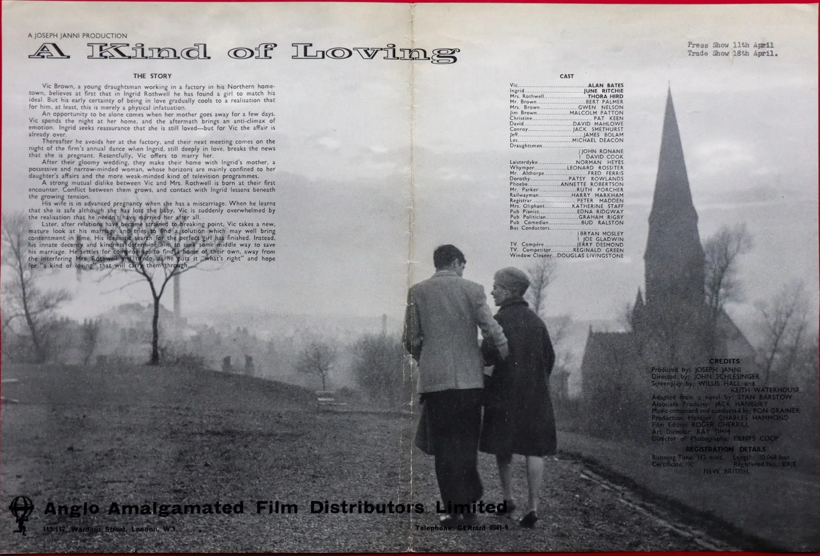 A Kind of Loving ORIGINAL UK Film Press Synopsis Alan Bates John Schlesinger '62, изображение 2