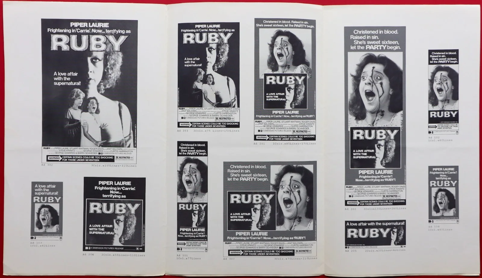 Ruby ORIGINAL Film Press Book Piper Laurie Stuart Whitman 1977, image 2
