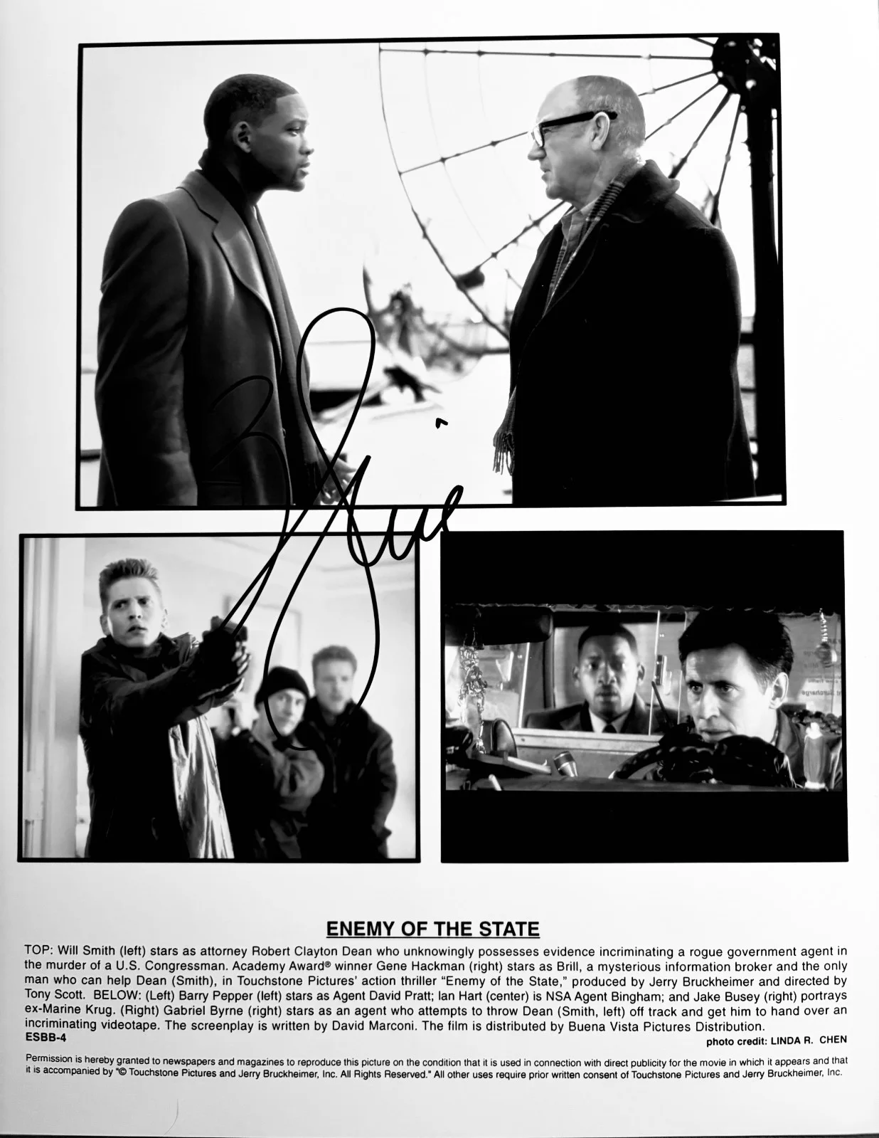 Will Smith — Will Smith Signed•VINTAGE•"Enemy of the State" 8X10 Promo Photo•Bold Auto w/COA, изображение 2