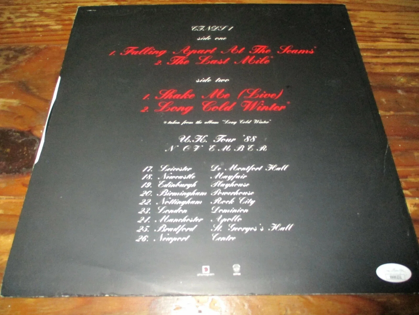 CINDERELLA AUTHENTIC SIGNED/AUTOGRAPHED UK 12" VINYL ENTIRE BAND JSA CERTIFIED, изображение 5