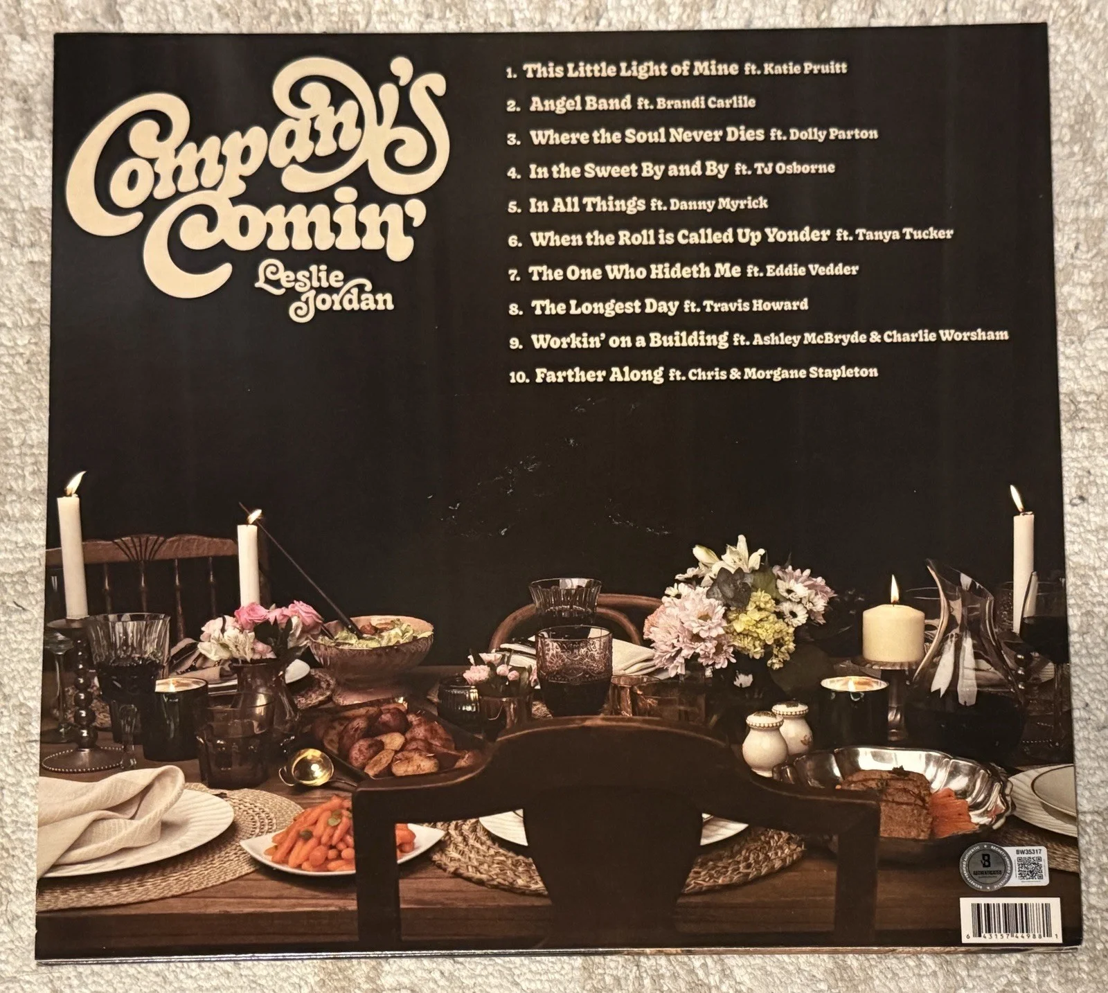LESLIE JORDAN SIGNED COMPANYS COMIN VINYL LP - BECKETT COA, image 2