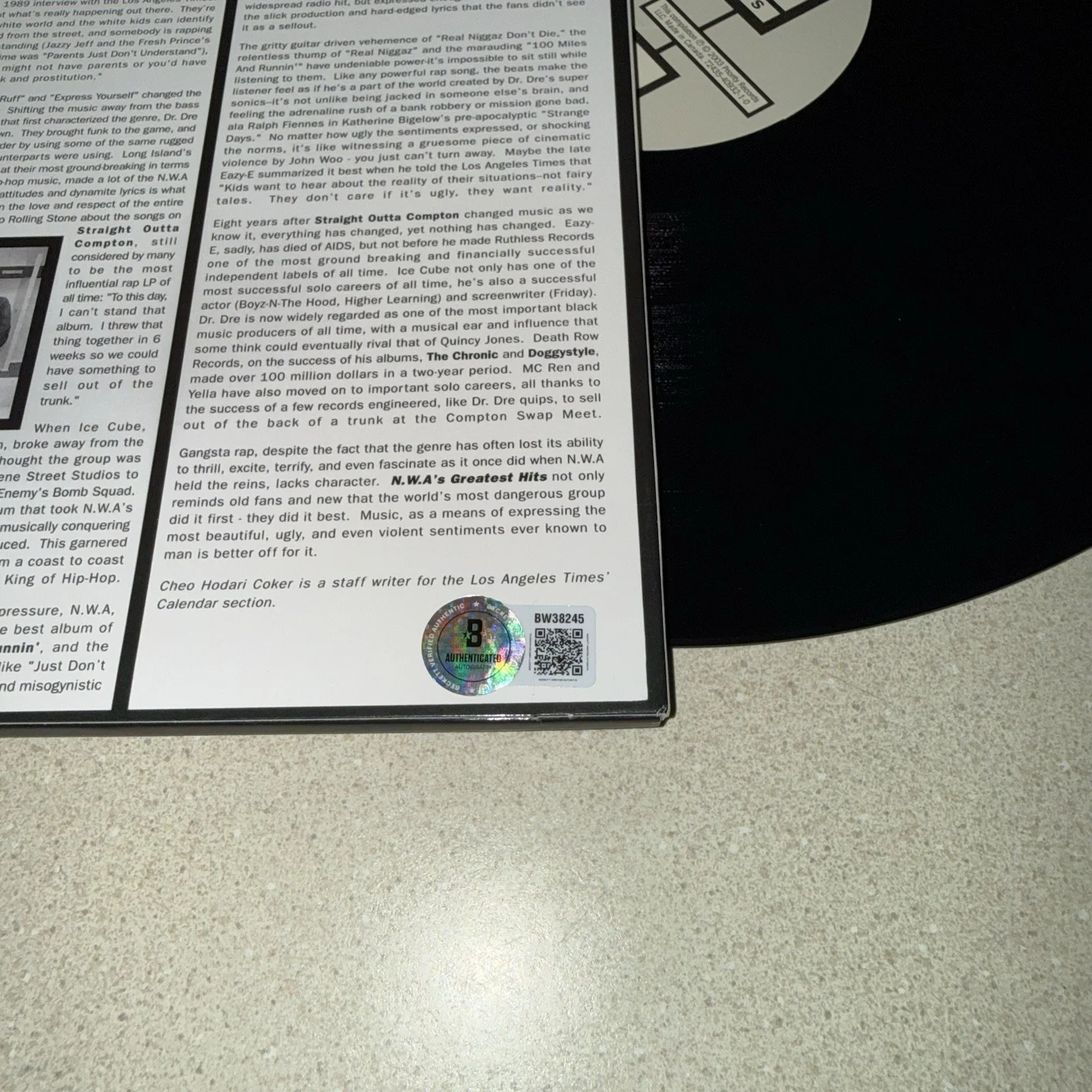 RAPPER ICE CUBE N.W.A. signed autographed GEATEST HITS VINYL BECKETT BAS COA, изображение 4