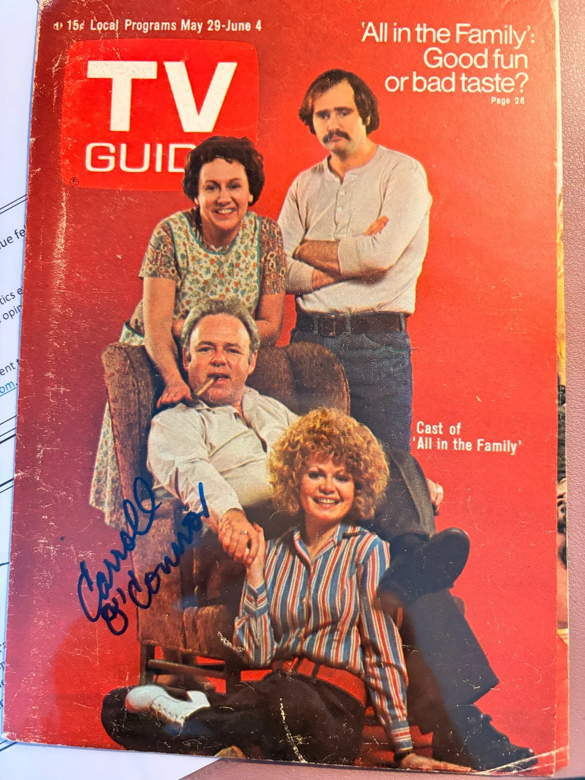 Carroll O'Connor — Carroll O’Connor Signed•TV Guide 1971*All In The Family* Todd Mueller Autographs, image 2