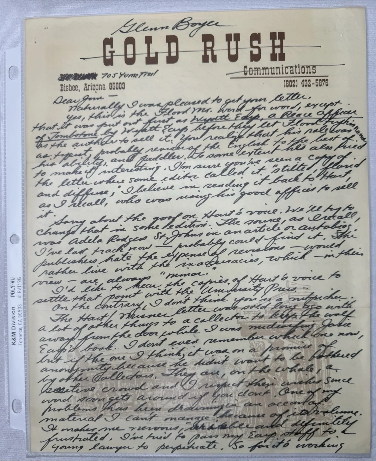 VINTAGE GLENN BOYER SIGNED LETTER X3 I MARRIED WYATT EARP WILLIAM S HART 1981, image 4