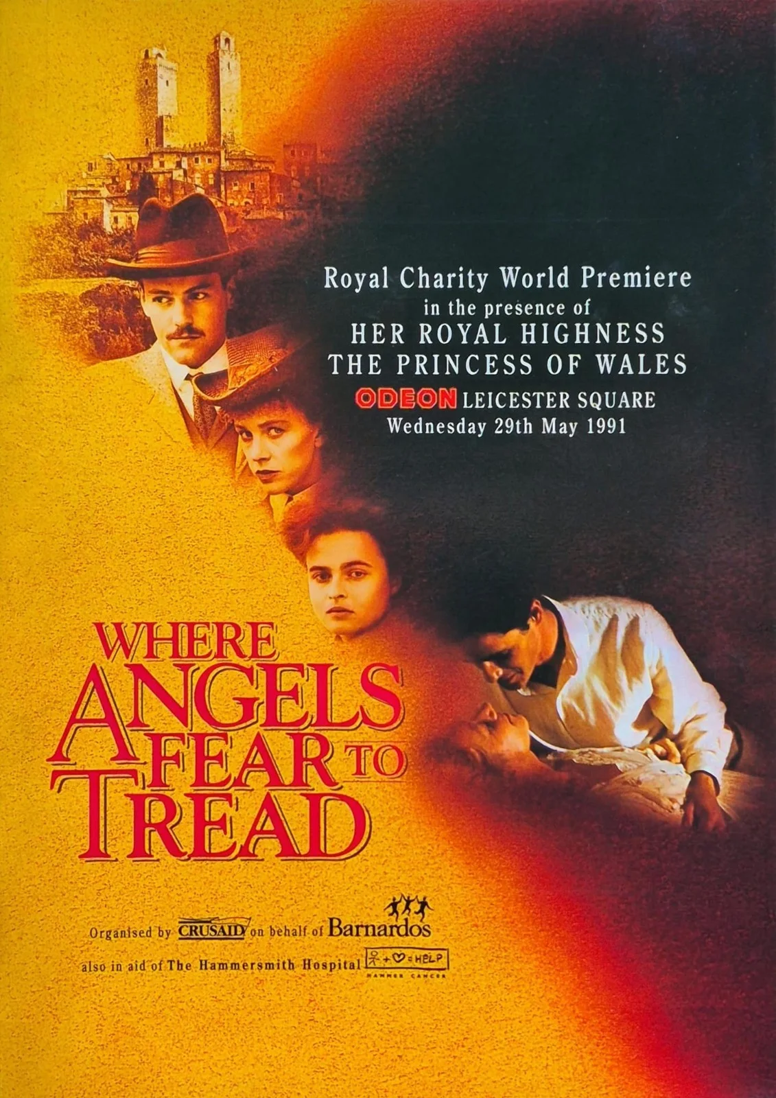 World Premiere Where Angels Fear To Tread 1991 Programme & Invite Princess Diana, image 2