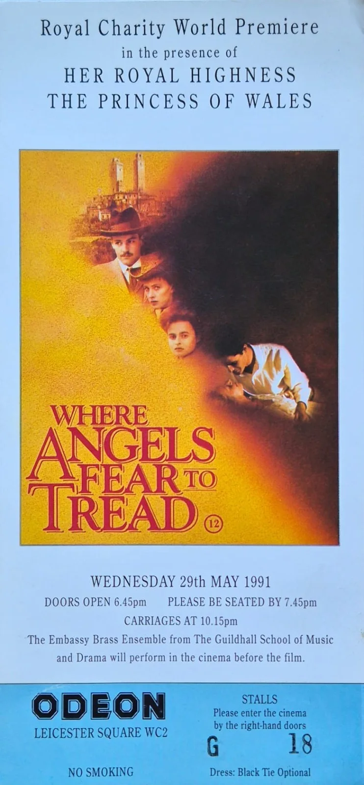 World Premiere Where Angels Fear To Tread 1991 Programme & Invite Princess Diana, image 3