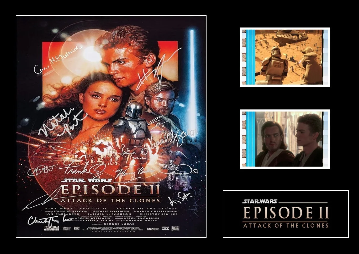 Star Wars Attack of the Clones Film Cell Signed Stunning Display With COA, image 3