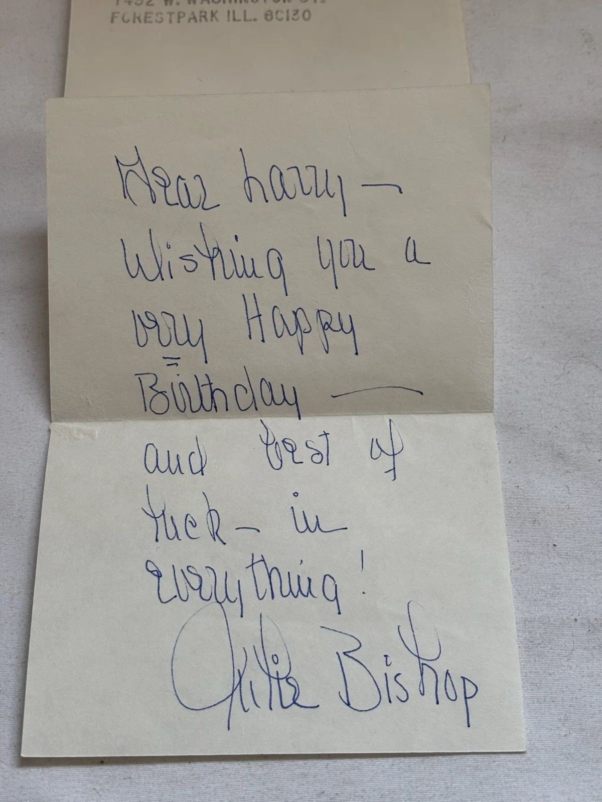 Actress JULIE BISHOP Signed Letter/Birthday Greeting. Larry Schroeder Collectio, image 2