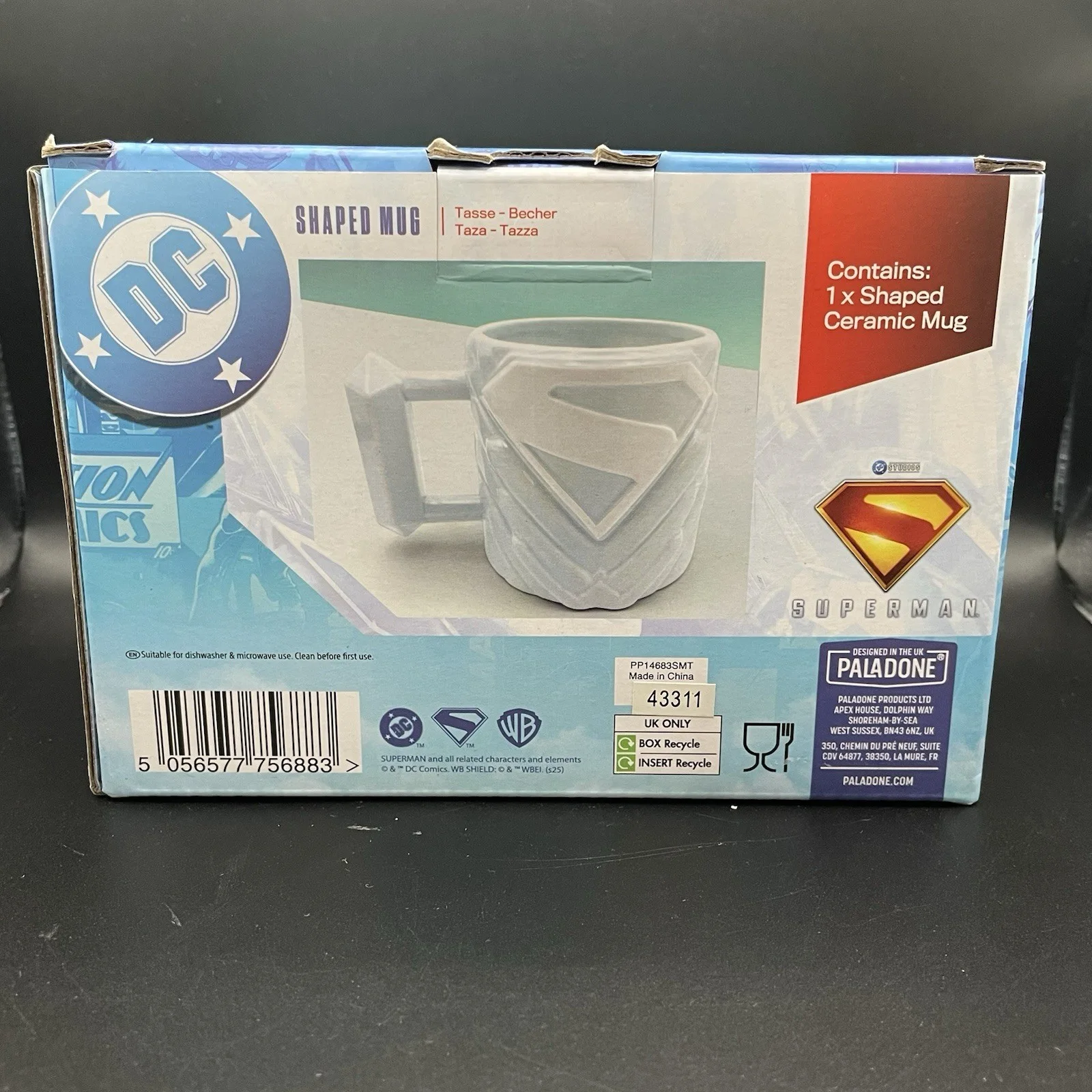 Superman Mug Large Ceramic Blue Logo DC Superhero, image 3