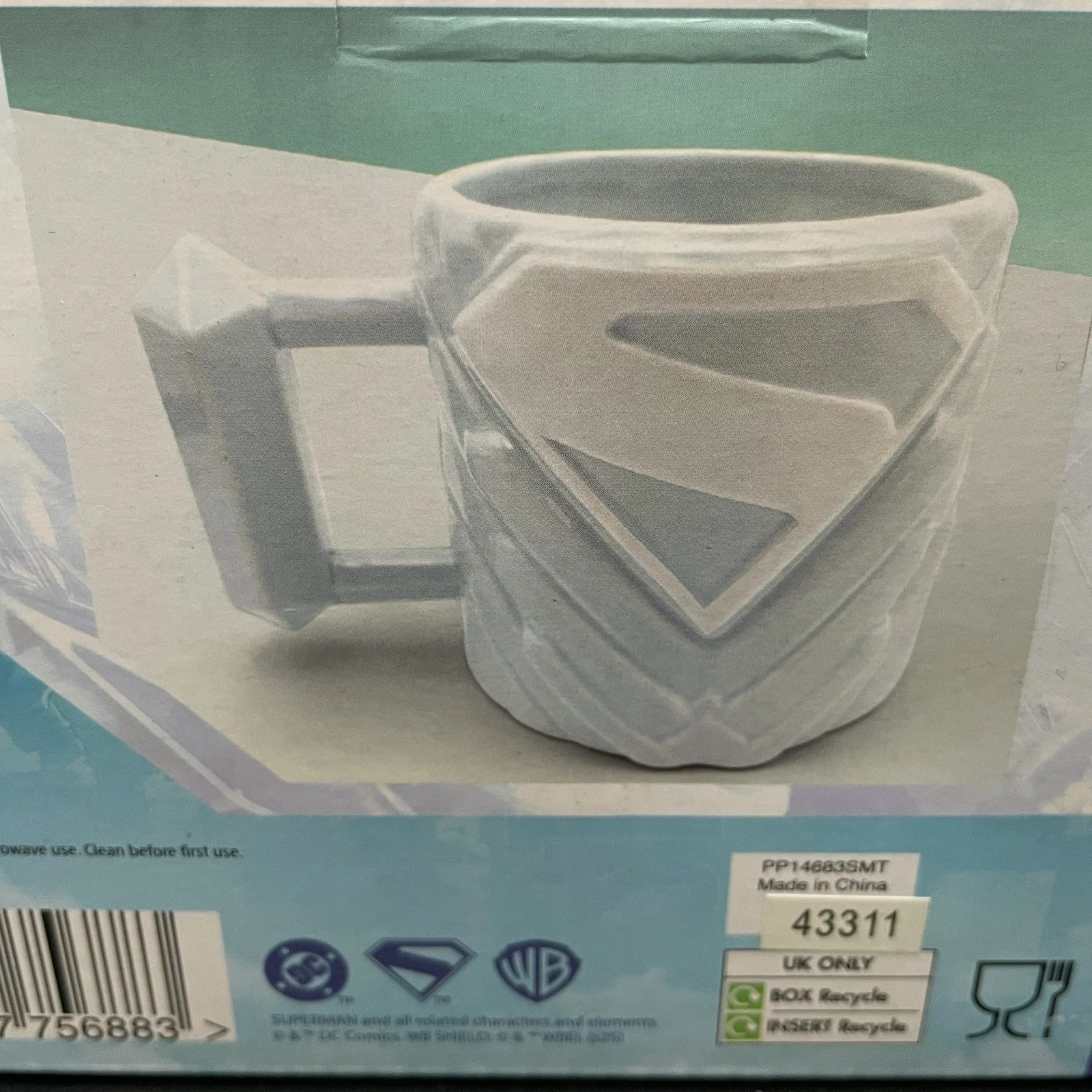 Superman Mug Large Ceramic Blue Logo DC Superhero, image 5