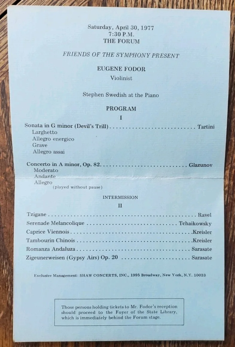 Eugene Fodor — VINTAGE 1977 Autographed Eugene Fodor Signed Program Music Symphony JSA COA, image 4
