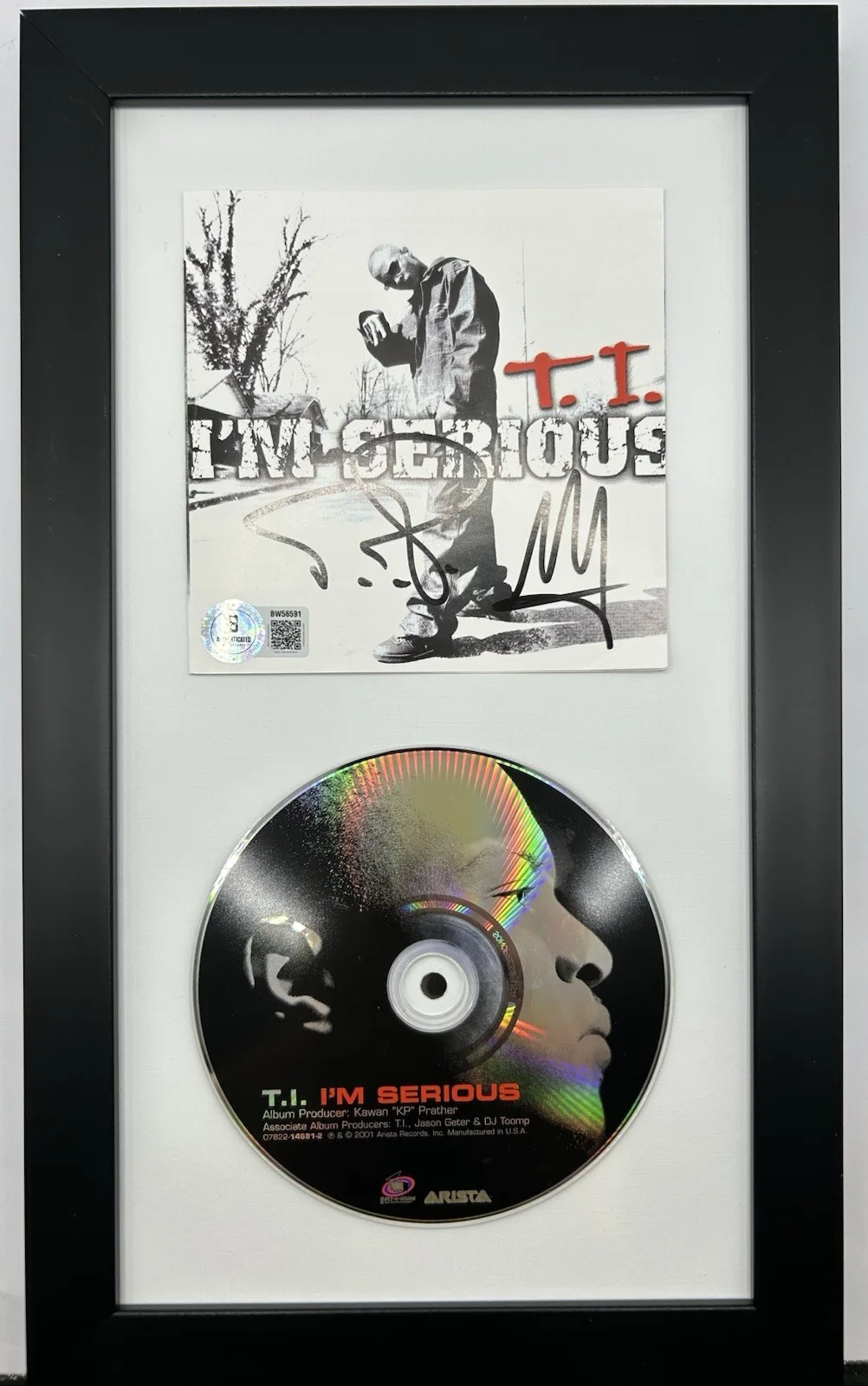 T.I. SIGNED “IM SERIOUS” FRAMED CD RAPPER HIP HOP LEGEND ICON RARE - BECKETT COA, image 2