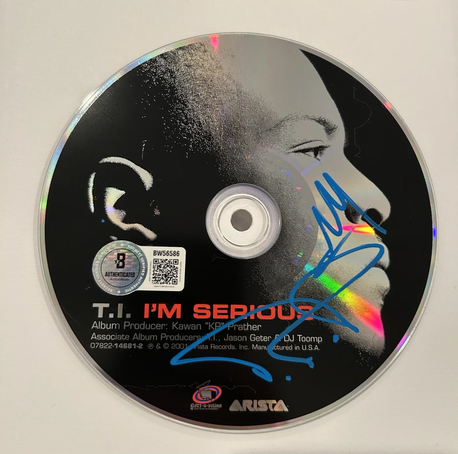 T.I. SIGNED “IM SERIOUS” FRAMED CD RAPPER HIP HOP LEGEND ICON RARE - BECKETT COA, изображение 3