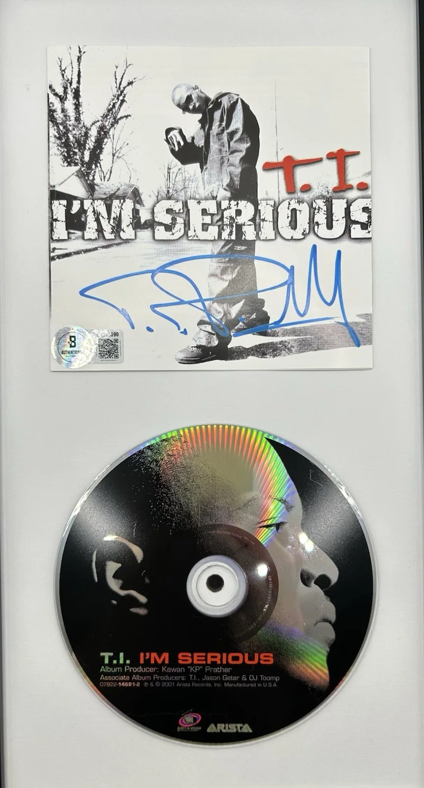 T.I. SIGNED “IM SERIOUS” FRAMED CD RAPPER HIP HOP LEGEND ICON RARE - BECKETT COA, image 2