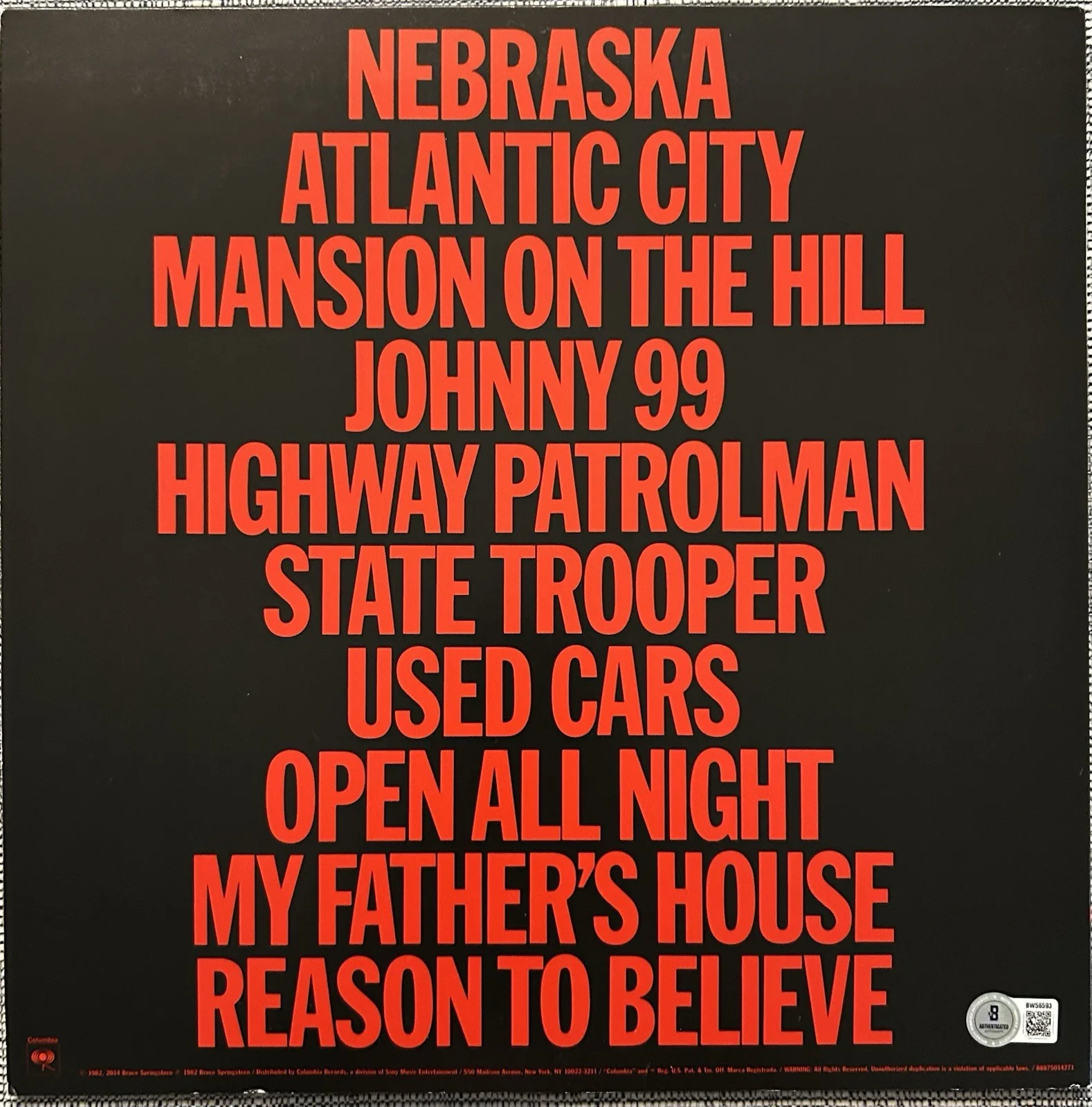 JEREMY ALLEN WHITE SIGNED NEBRASKA VINYL ALBUM BRUCE SPRINGSTEEN MOVIE BECKETT, изображение 4