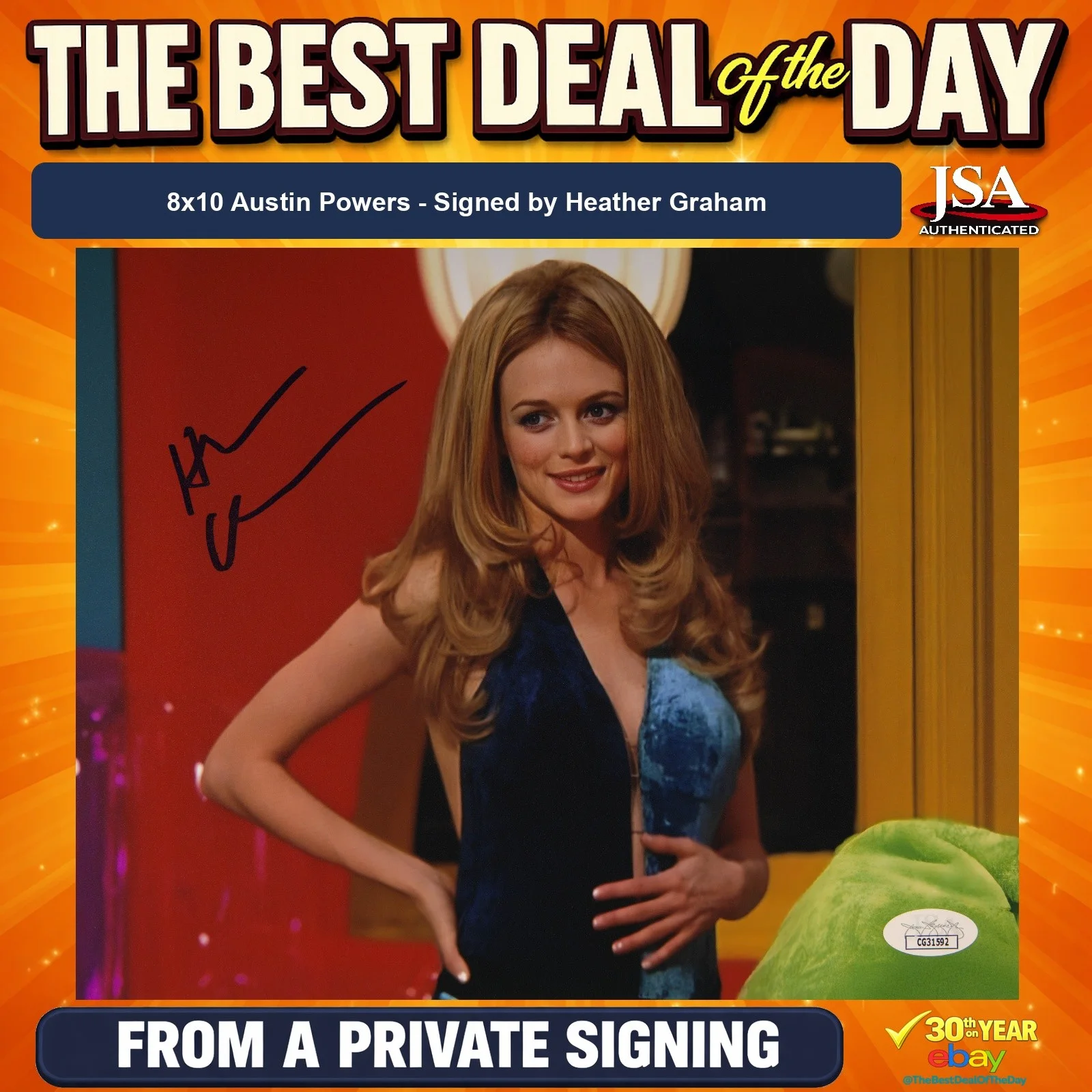 Heather Graham — Heather Graham Signed 8x10 Photo Austin Powers JSA COA from Private Signing