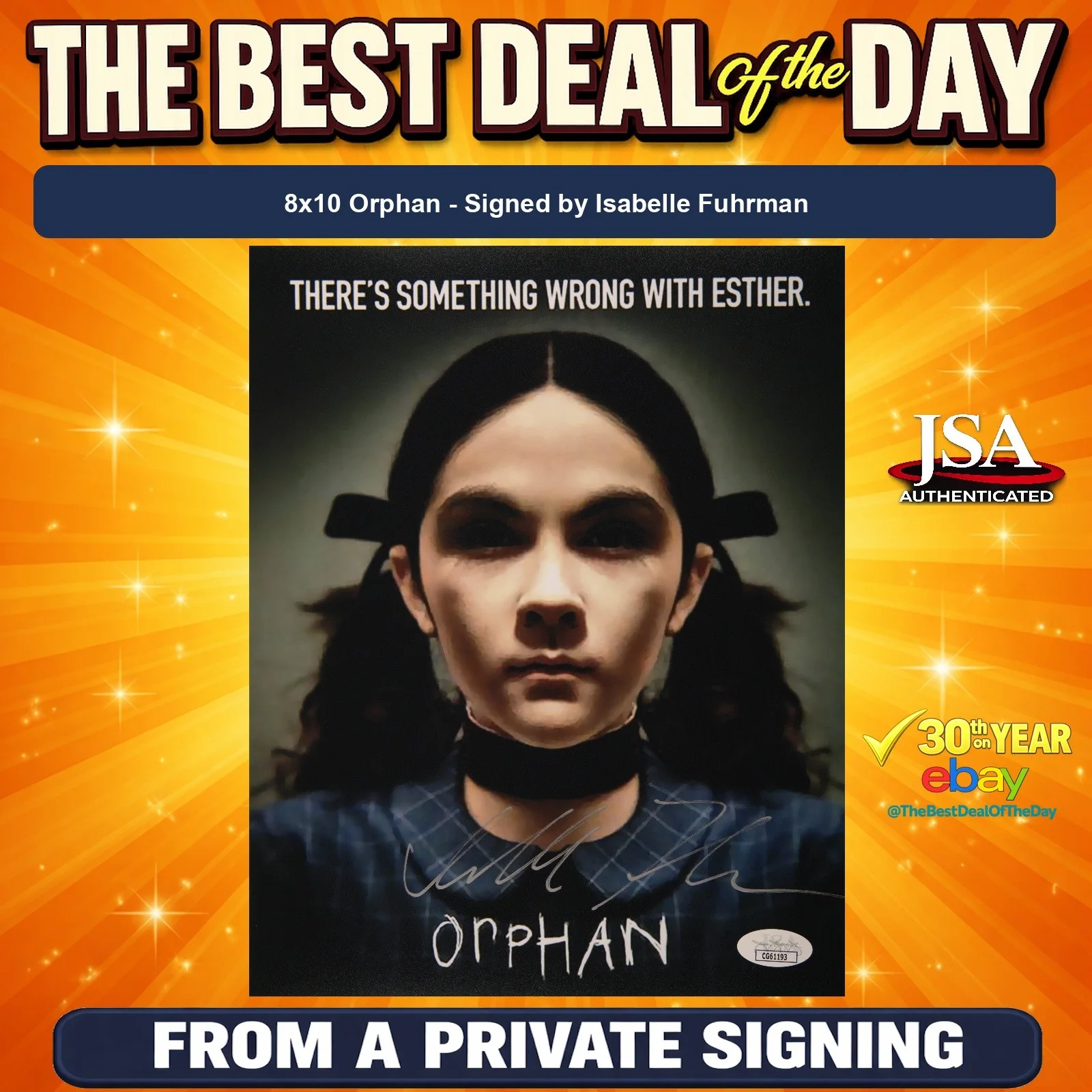 Isabelle Fuhrman — Isabelle Fuhrman Signed 8x10 Photo JSA COA from Private Signing