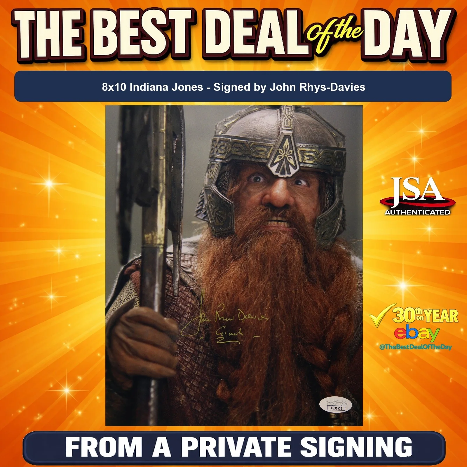 John Rhys-Davies — John Rhys-Davies Signed 8x10 Photo Indiana Jones JSA COA from Private Signing