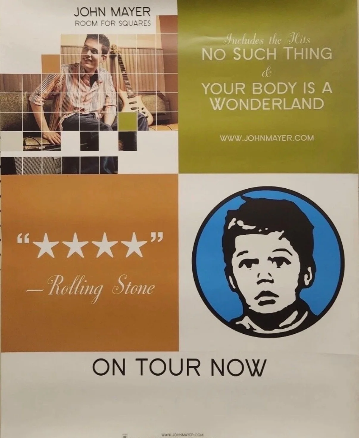 UNIQUE SIGNED - John Mayer 2002 Room For Squares 2-Sided Promo Poster Some Wear, изображение 4