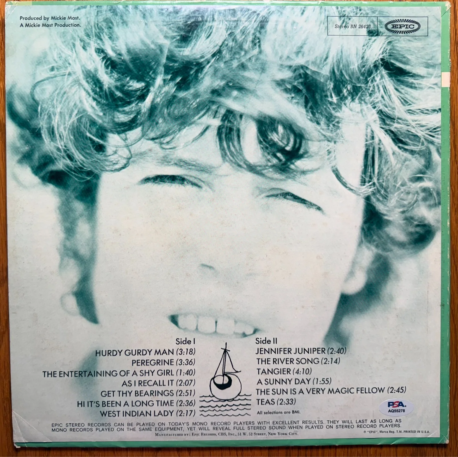 DONOVAN LEITCH SIGNED HURDY GURDAY MAN VINYL LP PSA/DNA CERTIFIED, image 2