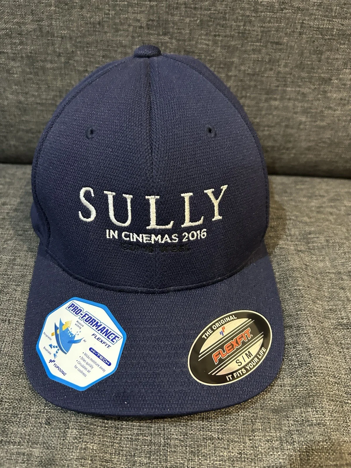 Flexfit Sport-Tek Movie Promo Cap - Sully 2016 Tom Hanks. Navy Moisture Wicking, image 3