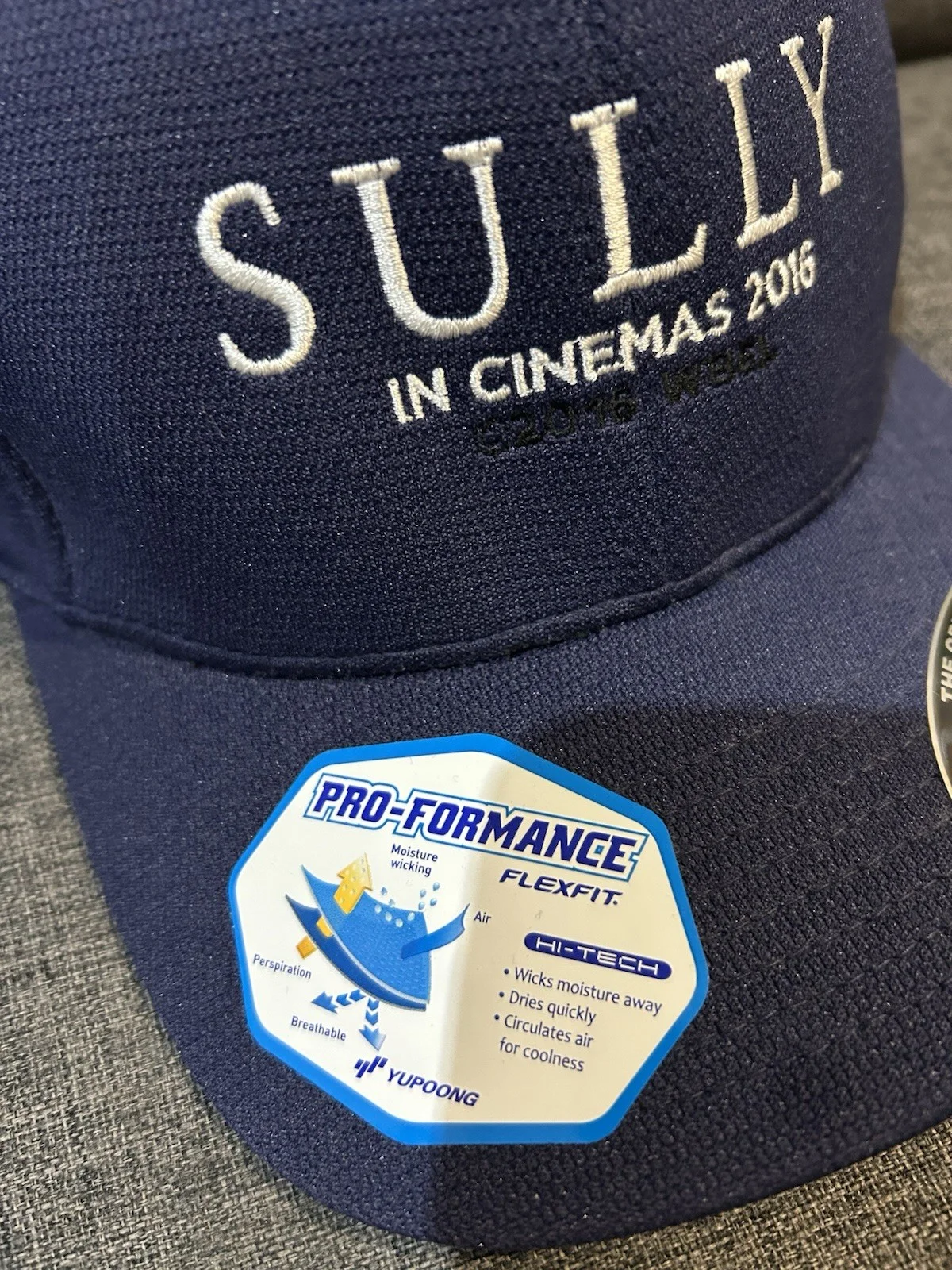 Flexfit Sport-Tek Movie Promo Cap - Sully 2016 Tom Hanks. Navy Moisture Wicking, image 4