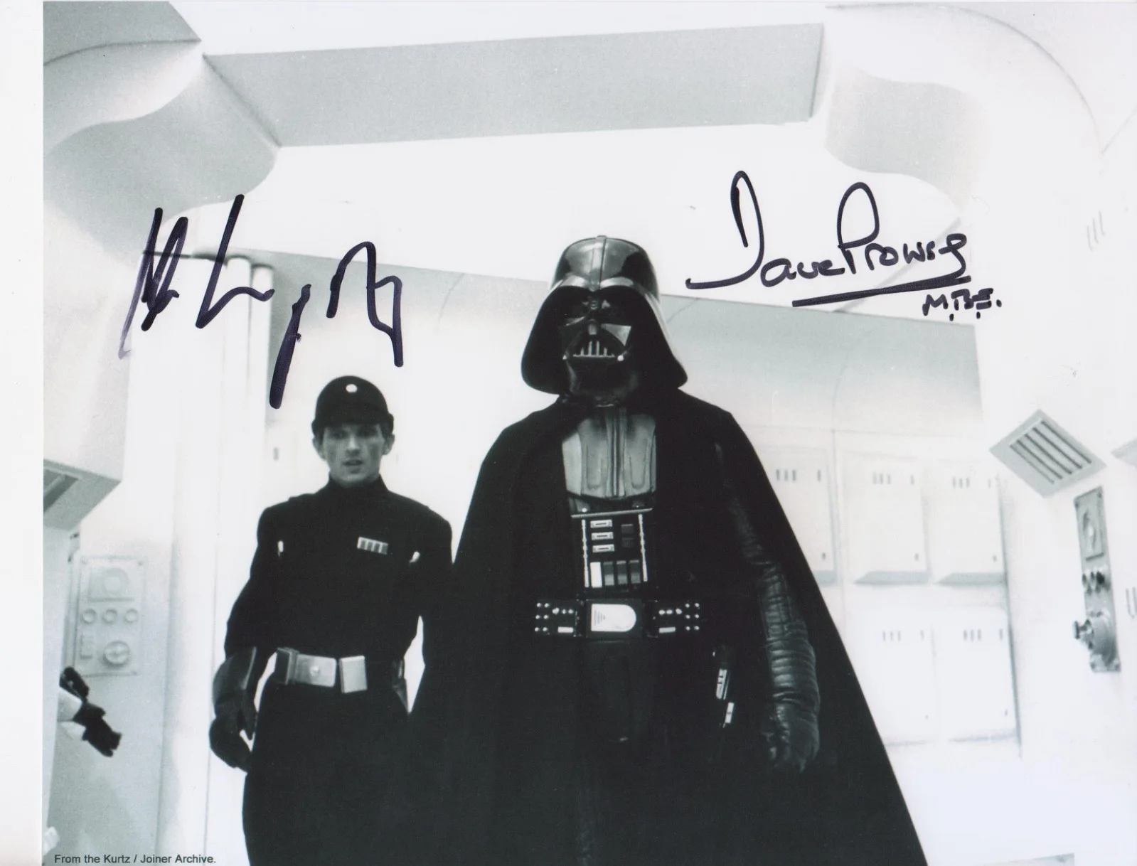 Dave Prowse — Dave Prowse & Al Lampert Signed Autographed Star Wars A New Hope 8x10 Vader K9