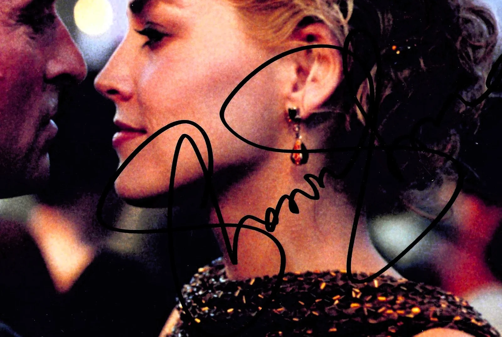 sharon stone — SHARON STONE SIGNED Basic Instinct, with Michael Douglas COA 8 ¼ x 11 ¾, image 2