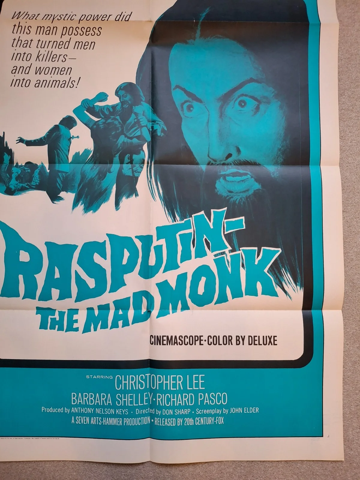 1966 Rasputin The Mad Monk Foreign One Sheet Movie Poster 21 x 47 inches, изображение 5