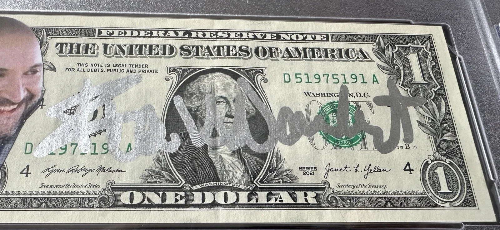 FRANK DARABONT The Blob Elm Signed $1 One Dollar Bill Currency PSA/DNA AUTO 1/1, изображение 2