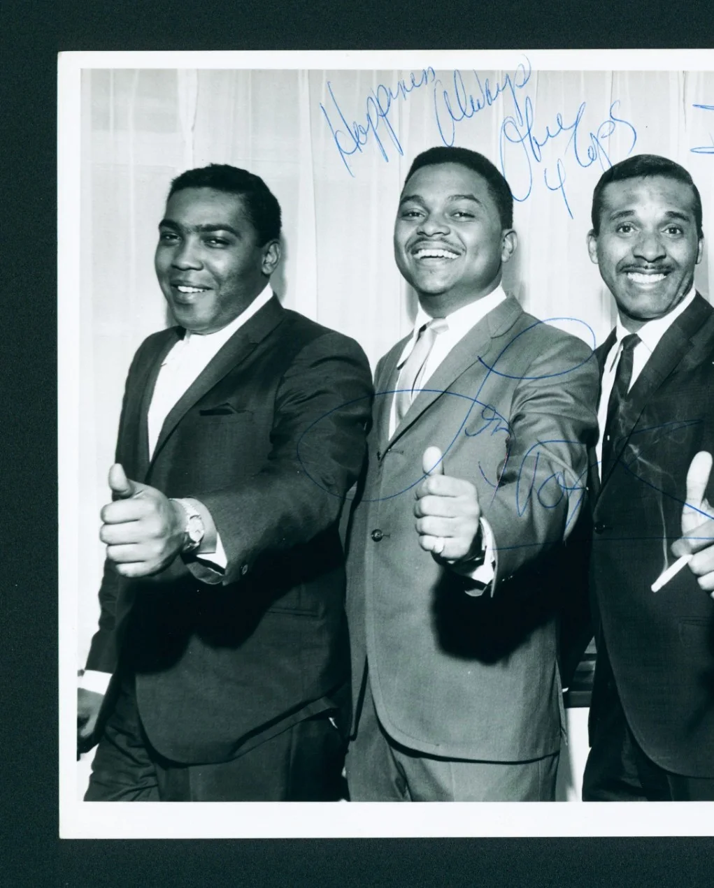 FOUR TOPS VINTAGE PHOTO SIGNED BY ALL 4 PAYTON BENSON STUBBS & DUKE w/COA MOTOWN, изображение 2