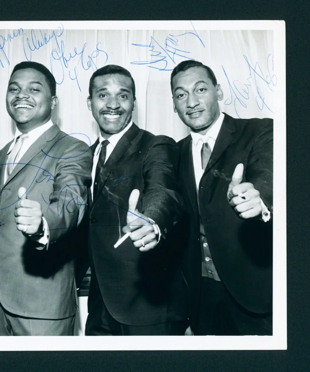 FOUR TOPS VINTAGE PHOTO SIGNED BY ALL 4 PAYTON BENSON STUBBS & DUKE w/COA MOTOWN, изображение 3