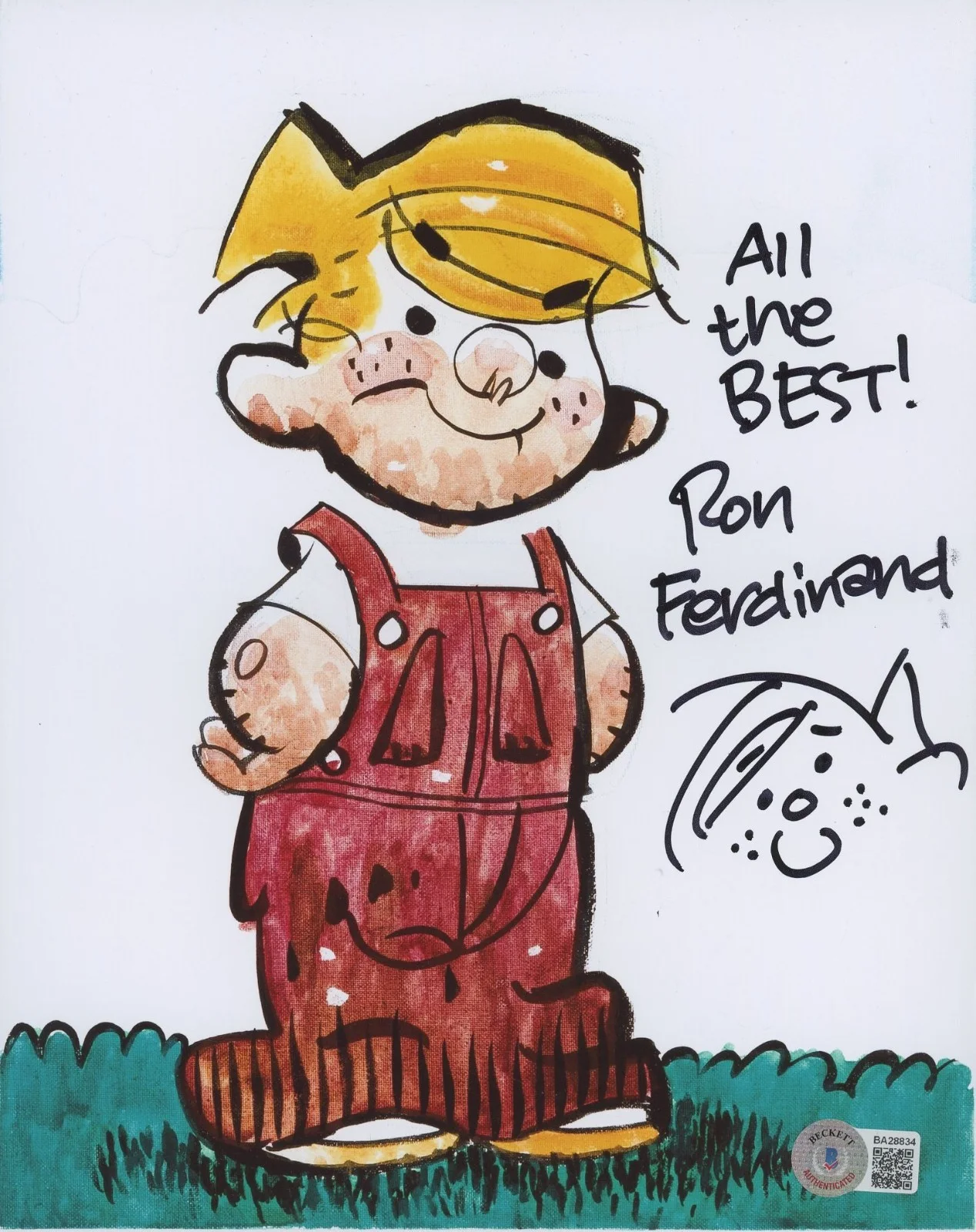 Ron Ferdinand — Ron Ferdinand Dennis the Menace Signed 8x10 Inscribed "All the Best" (Beckett)