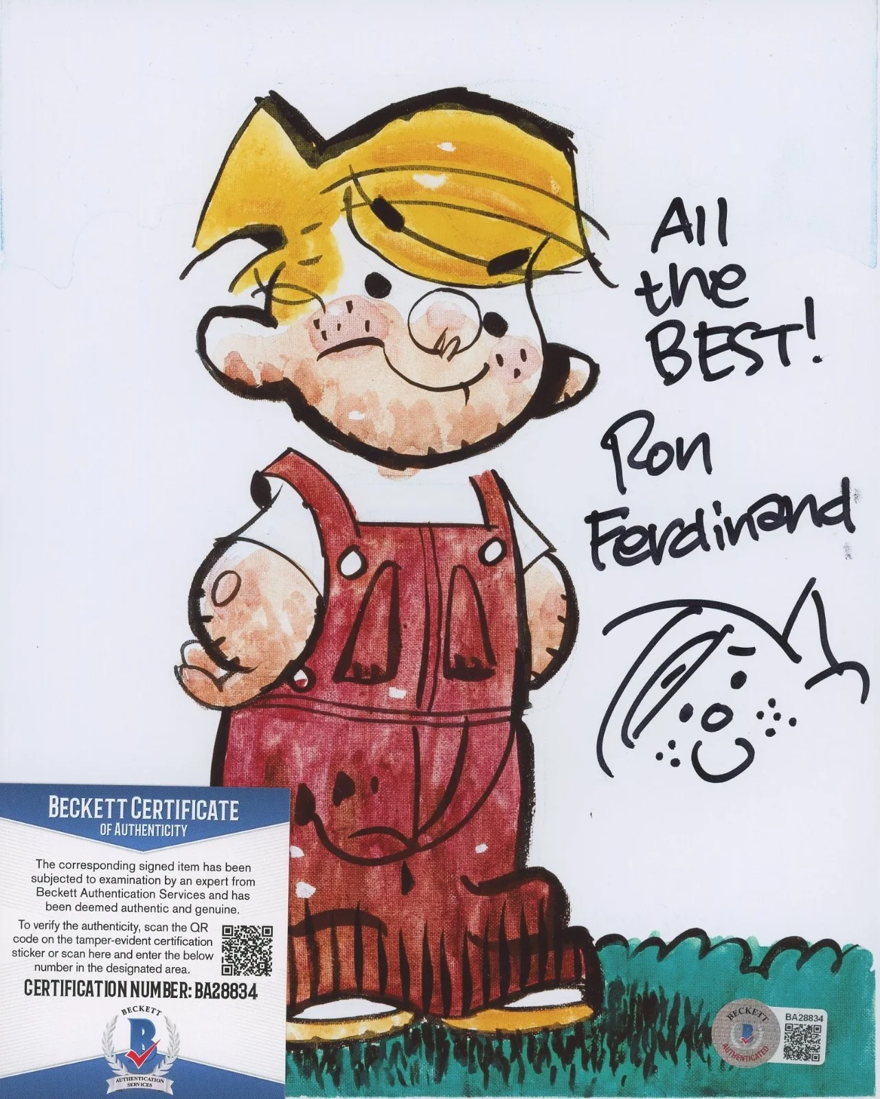 Ron Ferdinand — Ron Ferdinand Dennis the Menace Signed 8x10 Inscribed "All the Best" (Beckett), изображение 2