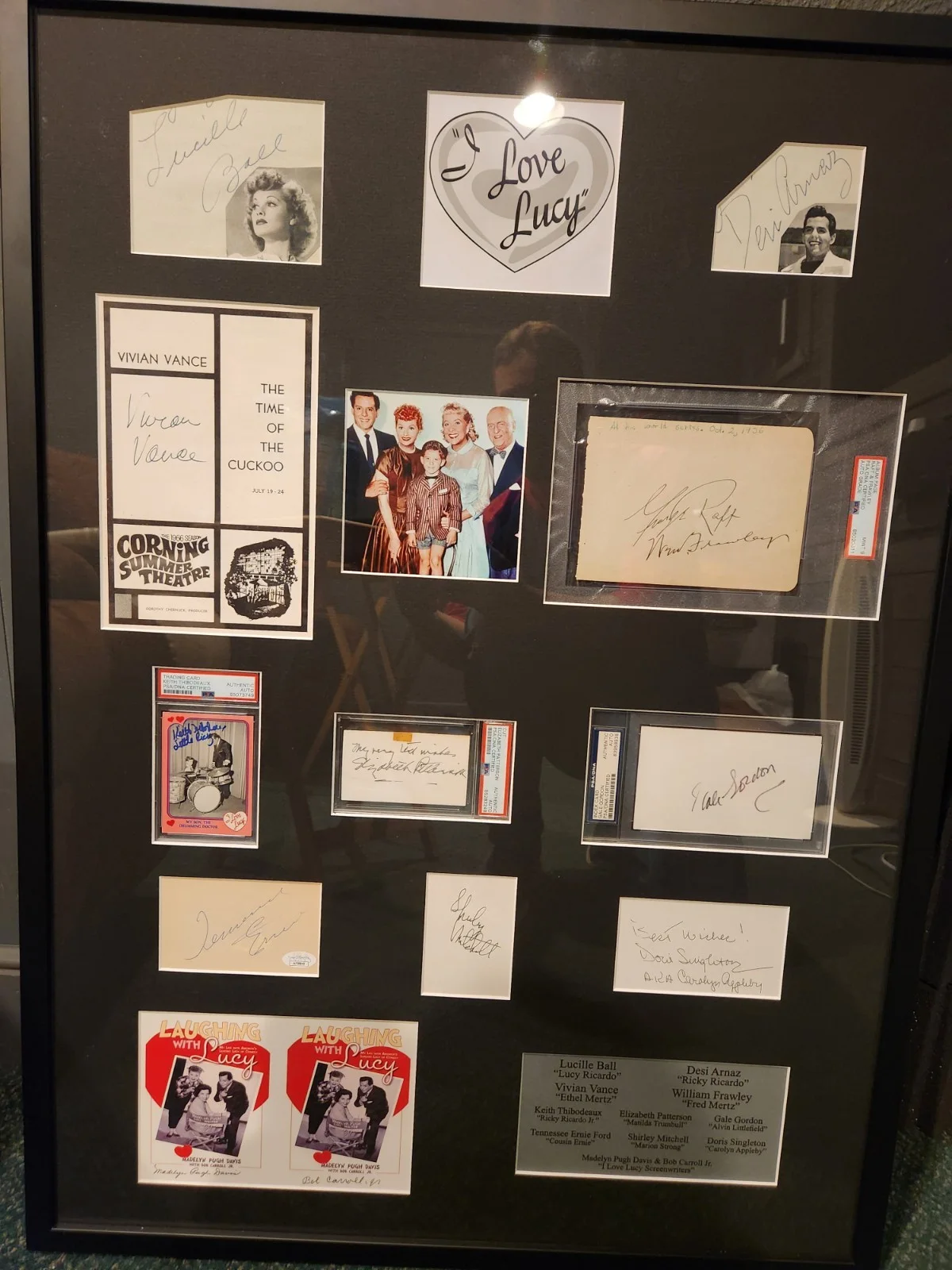 Lucille Ball — I Love Lucy Cast Signed Collage Lucille Ball Desi Arnaz Vance Frawley BAS PSA