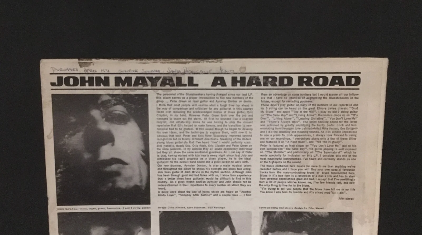 JOHN MAYALL & PETER GREEN SIGNED BLUESBREAKERS A HARD ROAD LP RECORD ACOA COA, image 5