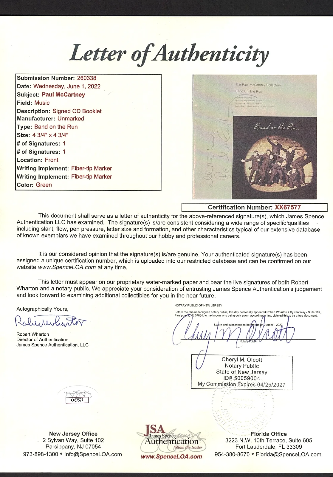 PAUL McCARTNEY AUTOGRAPHED BAND ON THE RUN CD BOOKLET SIGNED w/JSA COA LOA WINGS, image 4