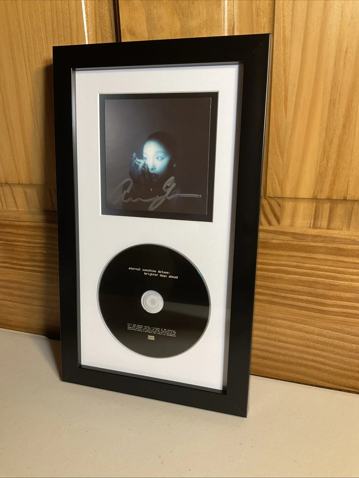 Ariana Grande Eternal Sunshine Deluxe Brighter Days Silver Signed CD Framed, image 2