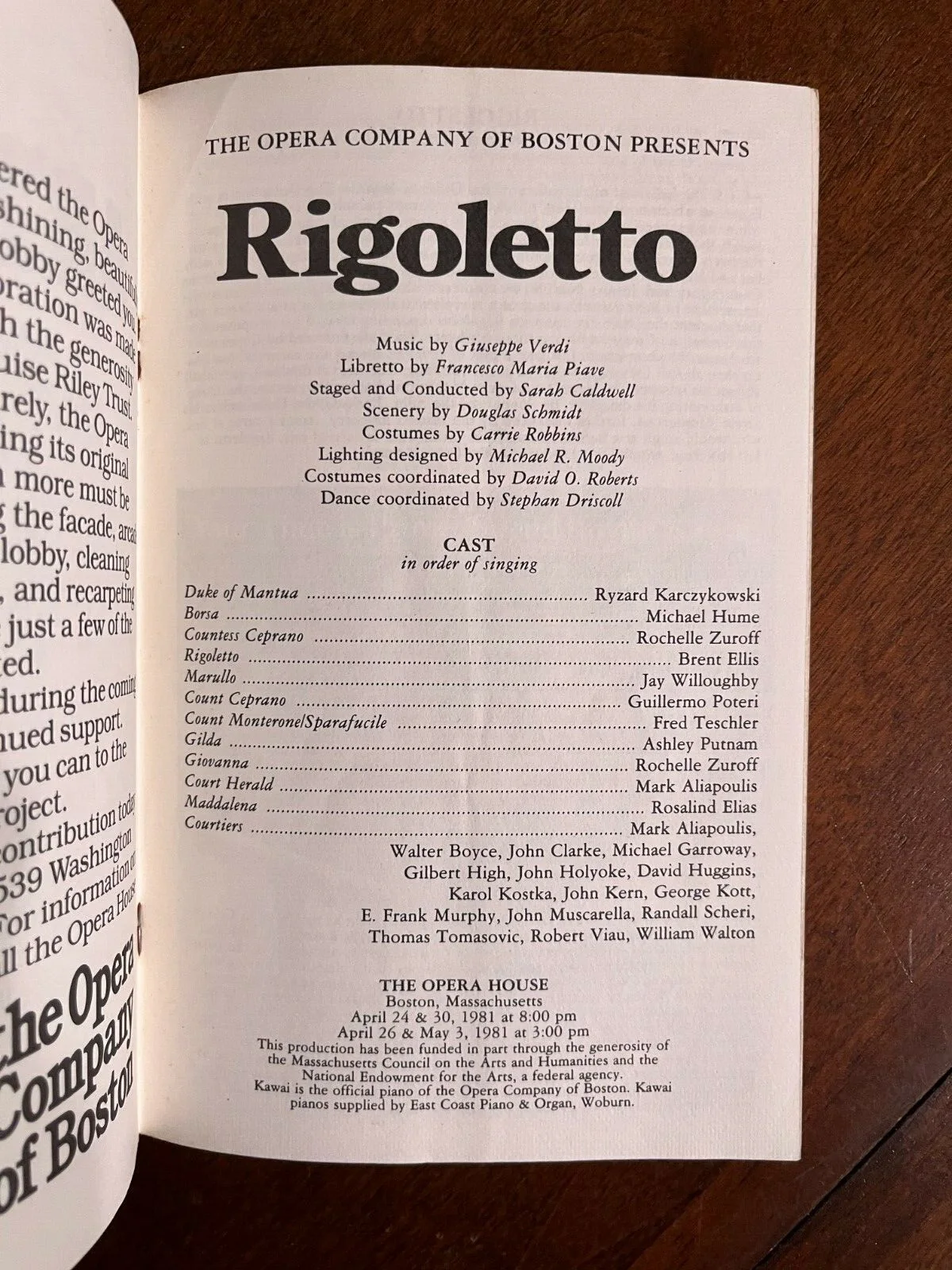 Otello Rigoletto Der Rosenkavalier Faust Opera Company of Boston 1981, image 2