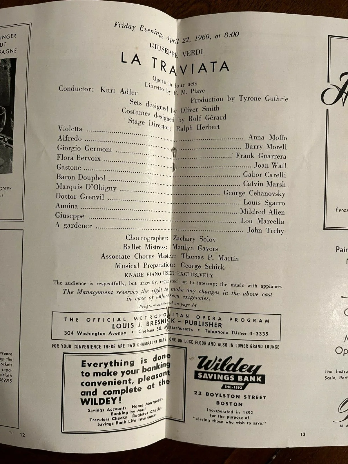 La Traviata Metropolitan Opera 1960 season, image 2