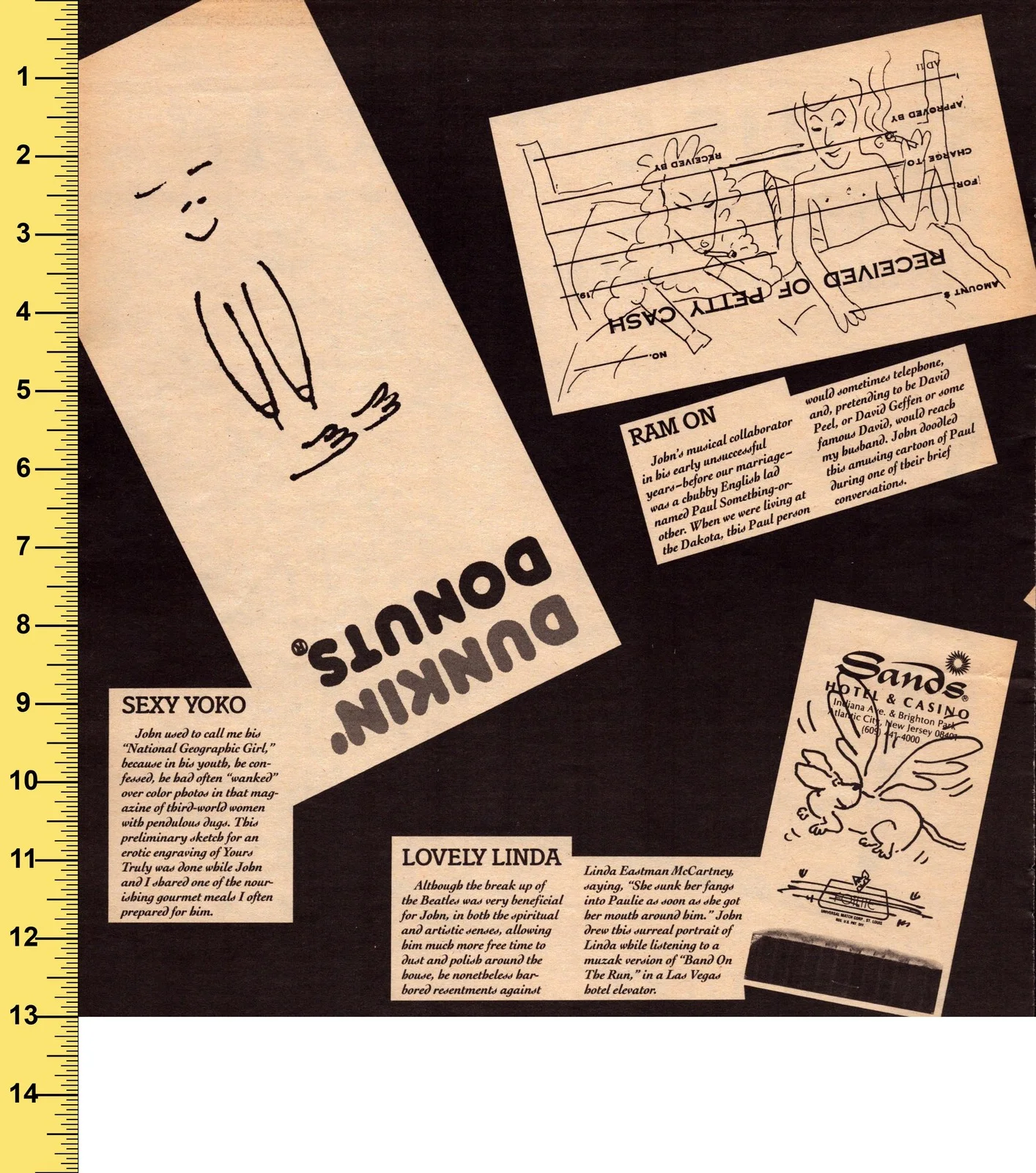 John Lennon Paul McCartney Rare Art & Notes Printed Page Music Memorabilia Rock, изображение 2