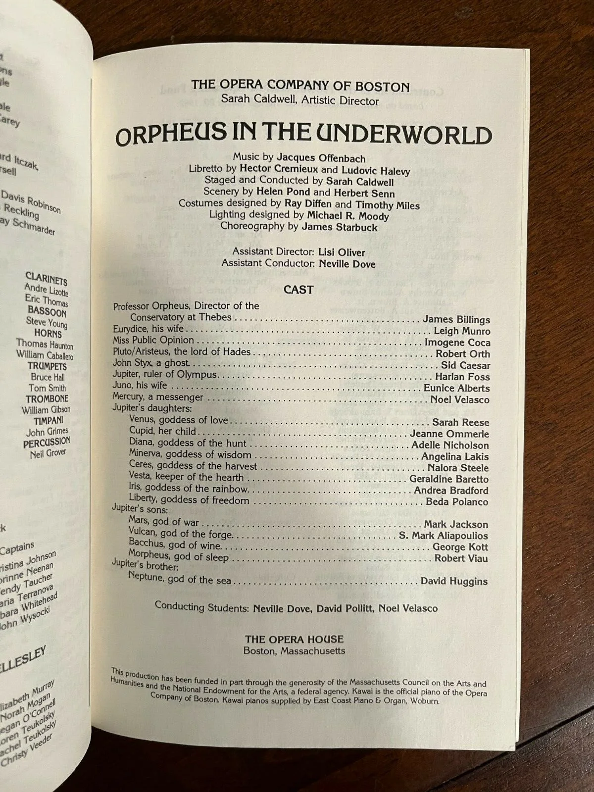 Orpheus in the Underworld program Opera Company of Boston 1982, image 2
