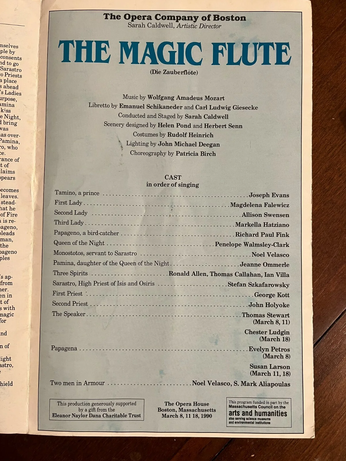 Magic Flute 1990 Opera Company of Boston, image 2