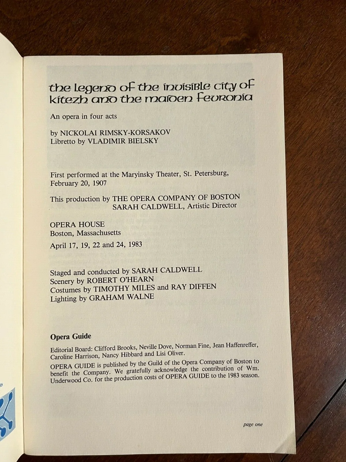 Legend of the Invisible City of Kitezh Maiden Fevronia Boston Opera Guide 1983, изображение 2