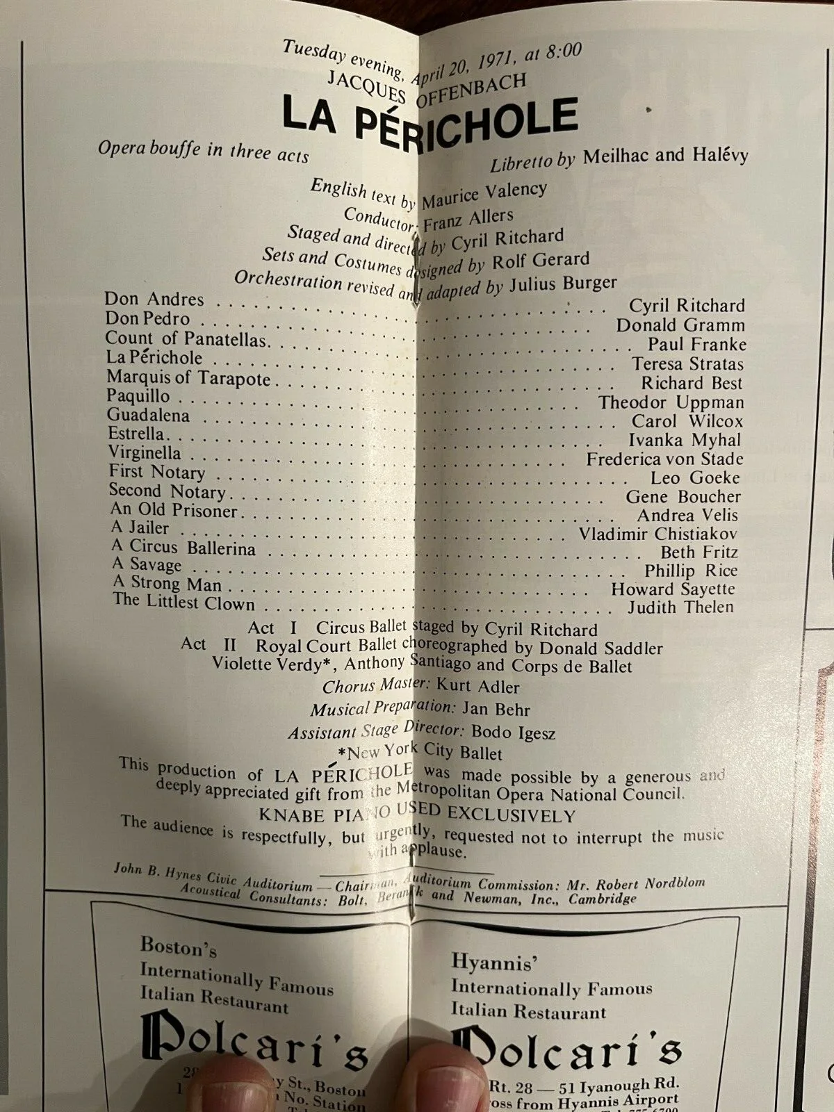 La Perichole 1971 Metropolitan Opera Company of Boston, изображение 2