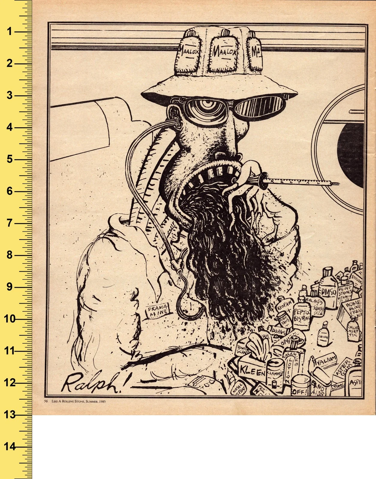 Ralph Steadman Original Illustration Art Page Like A Rolling Stone 1983, image 2
