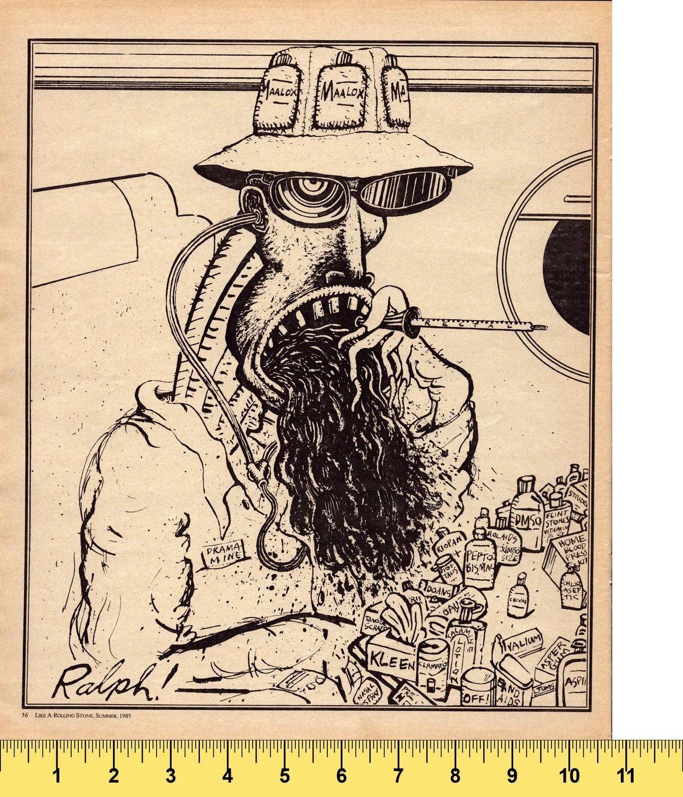 Ralph Steadman Original Illustration Art Page Like A Rolling Stone 1983, image 3