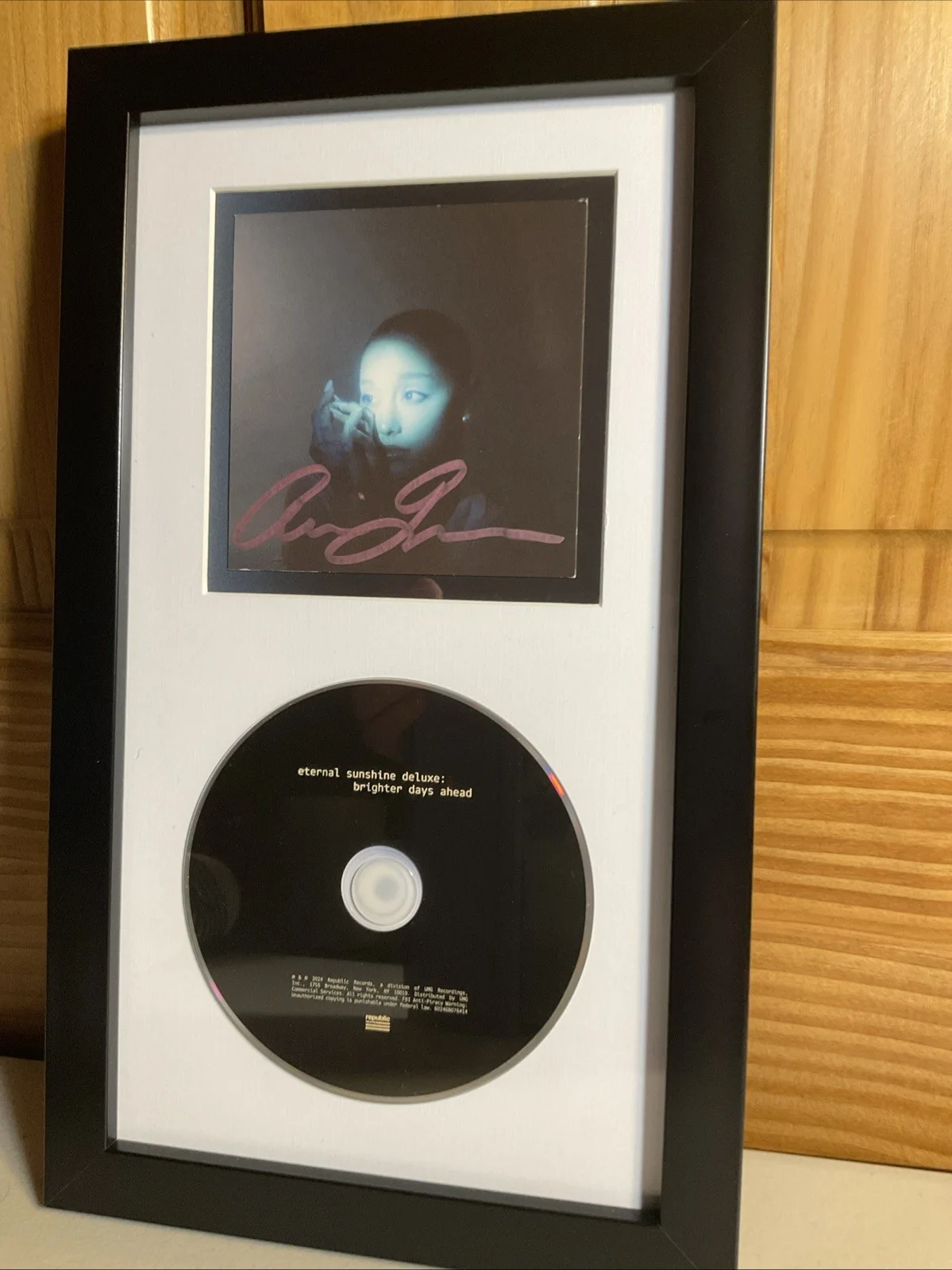 Ariana Grande Eternal Sunshine Deluxe Brighter Days Pink Signed CD Framed, image 2